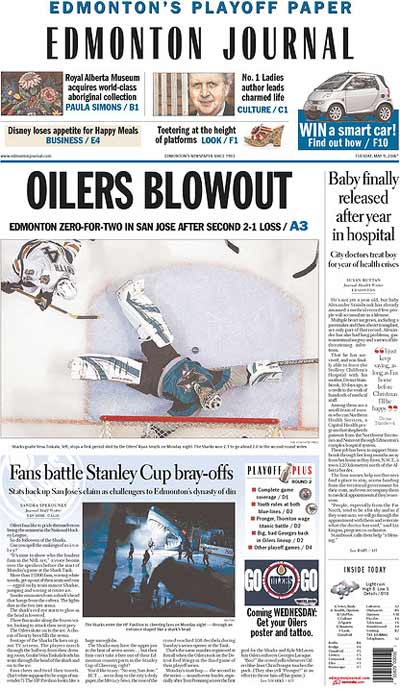 Edmonton Journal Playoff Cover