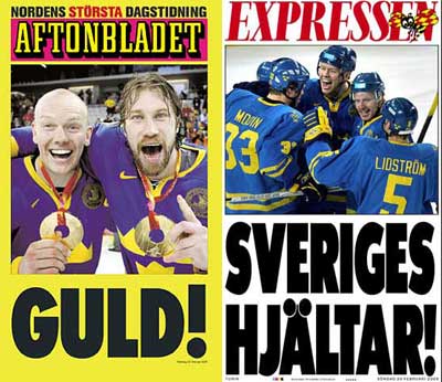 Aftonbladet Expressen Sweden Hockey Olympic cover